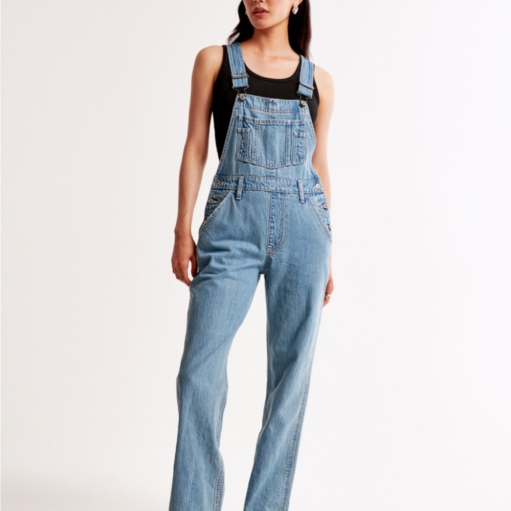 Abercrombie & Fitch Denim Wide Leg Overalls